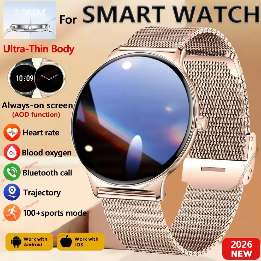 

New Ultra Thin Fashion Smart Watch Women Screen Always Display Time Sports Bracelet Bluetooth Call AMOLED Smartwatch Woman S17UM