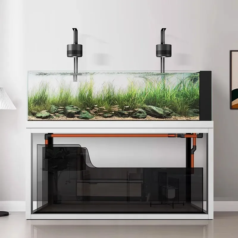 

HLZ aquatic plant tank bottom filter backside overflow ultra-white glass aquarium Lanshou tank