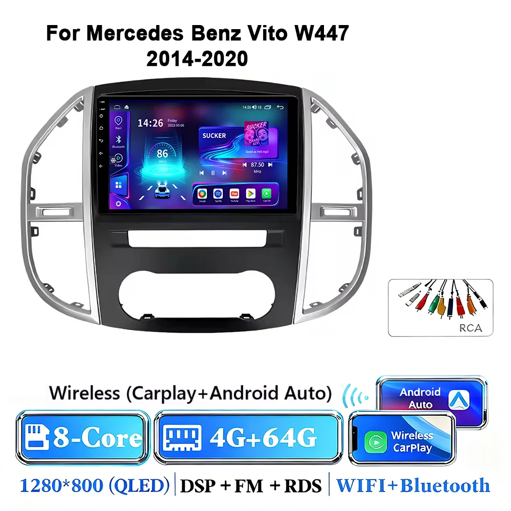 Android 17 autoradio voor Mercedes Benz Vito 3 W447 2014-2020 2K QLED Android multimediaspeler 4G stereo CarPlay head unit - afbeelding 1