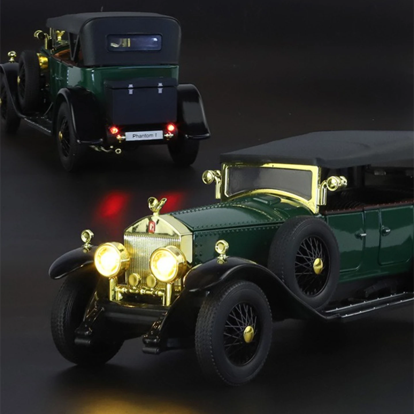 Simulation de voiture vintage en alliage, génération fantôme 1:24, collection de modèles de voiture, ornement, son et lumière, cadeau pour garçon
