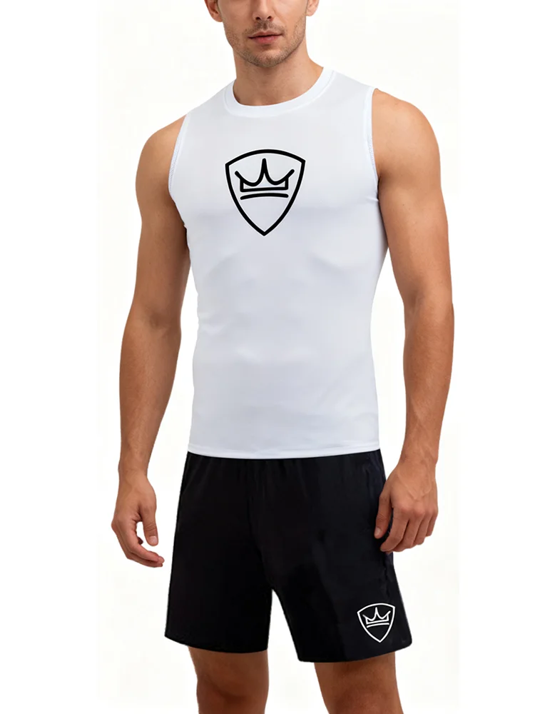 بدلة رياضية ضيقة بدون أكمام بنمط رجالي عصري لعام 2025، سترة مرنة سريعة الجفاف، مجموعة سترة للجري في صالة الألعاب الرياضية، بلوزة مطبوعة #1