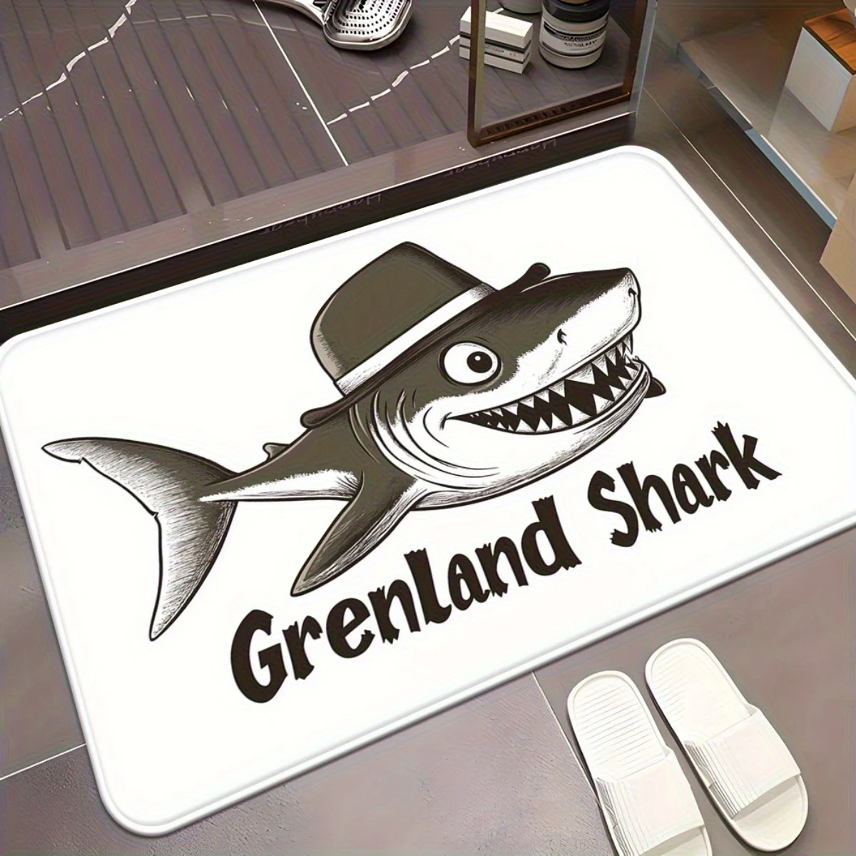 قطعة واحدة من ممسحة Greenland Shark الأنيقة مع تصميم قبعة فيدورا - ألياف مقاومة للانزلاق فائقة النعومة ماصة للماء وقابلة للغسل في الأماكن المغلقة