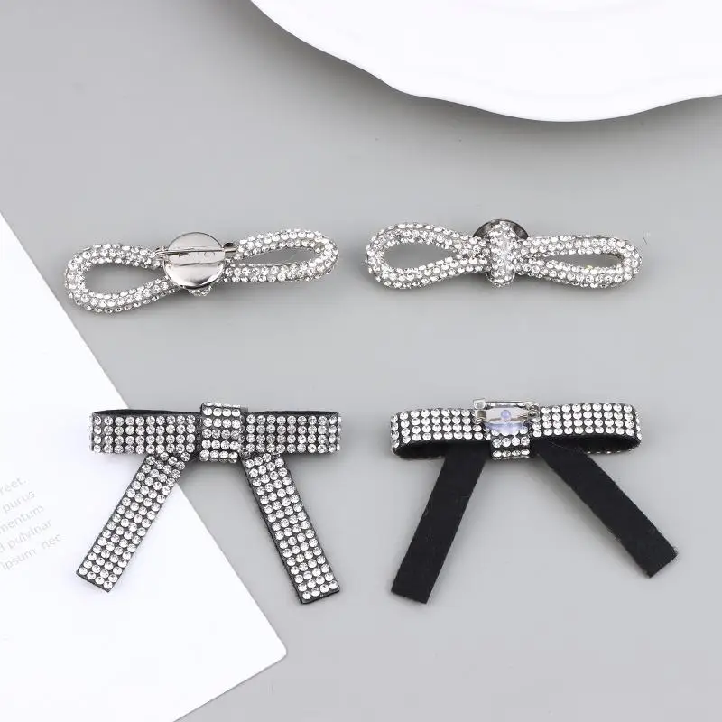 ⑧ 3/6Pcs Fashion Shiny Rhinestone Bow Brooch Collar Pin Clothing Accessories For DIY Garment Shoe Bag Jewelry Making Accessories