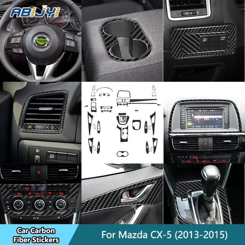 

For Mazda CX-5 2013 2014 2015 Accessorios Carbon Fiber Interior Car Air Outlet Center Console Trim Cover Trim Sticker Decoration