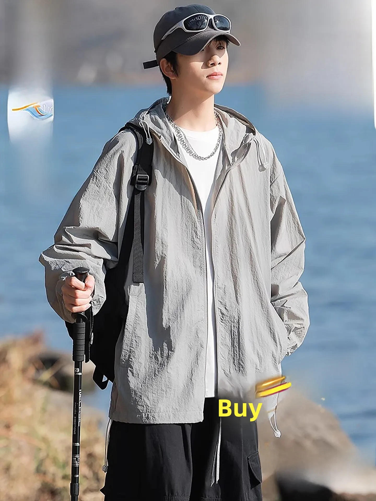 

Легкая дышащая куртка из ледяного шелка с УФ-защитой для мужчин и женщин, летняя новинка, модная одежда для активного отдыха с капюшоном