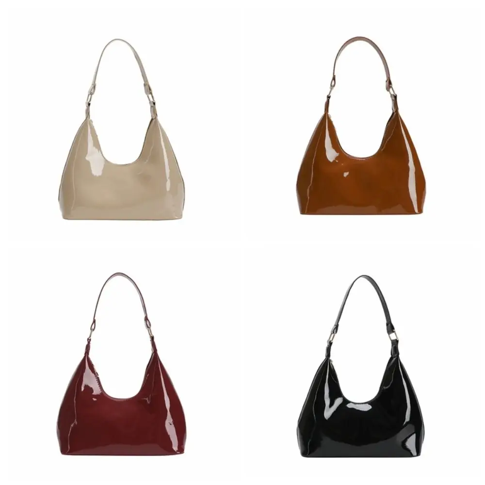 العصرية لامعة ريترو حقائب كتف تصميم جديد بو الجلود الفاخرة الإبط حقيبة النمط الفرنسي مزاجه حقيبة يد نسائية سيدة #5