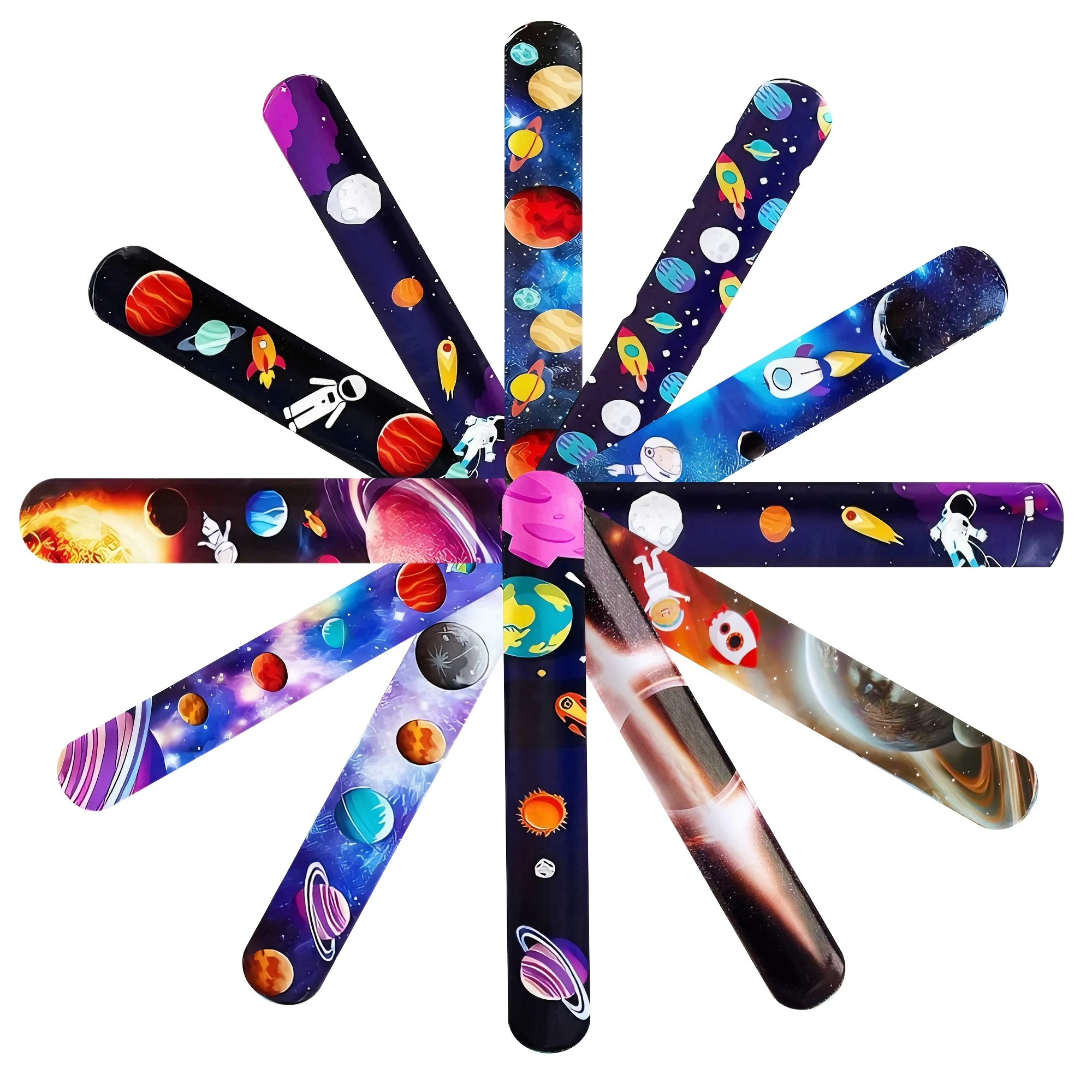 

12Pcs Space Slap Bracelets Kids Birthday Party Favors Classroom Prizes Holiday Party Decor Gift Supplies Set Toys For Kids