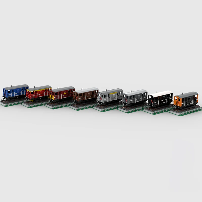 City Car Model MOC Building Bricks Freight Train Brake Vans Pack Modular Technology Children Holiday Gifts Assemble Toys Suit