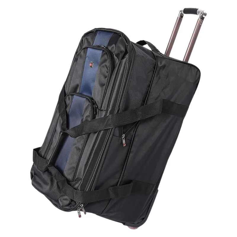 Large Capacity 28 Inch Checked Luggage - Waterproof Expandable Suitcase, Durable Oxford Fabric Trolley Bag For Business Men