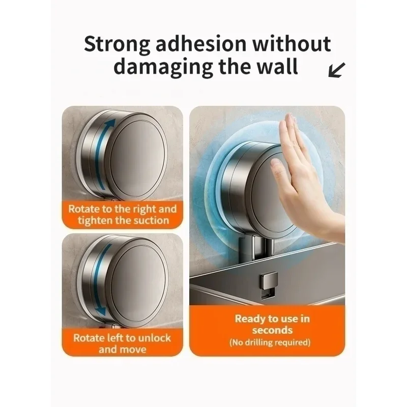 Stocking Stuffers Christmas Gift No Drill Suction Cup Adhesive Aluminum Wall Mount Bathroom Organizer Hanging Shelf for Toilet