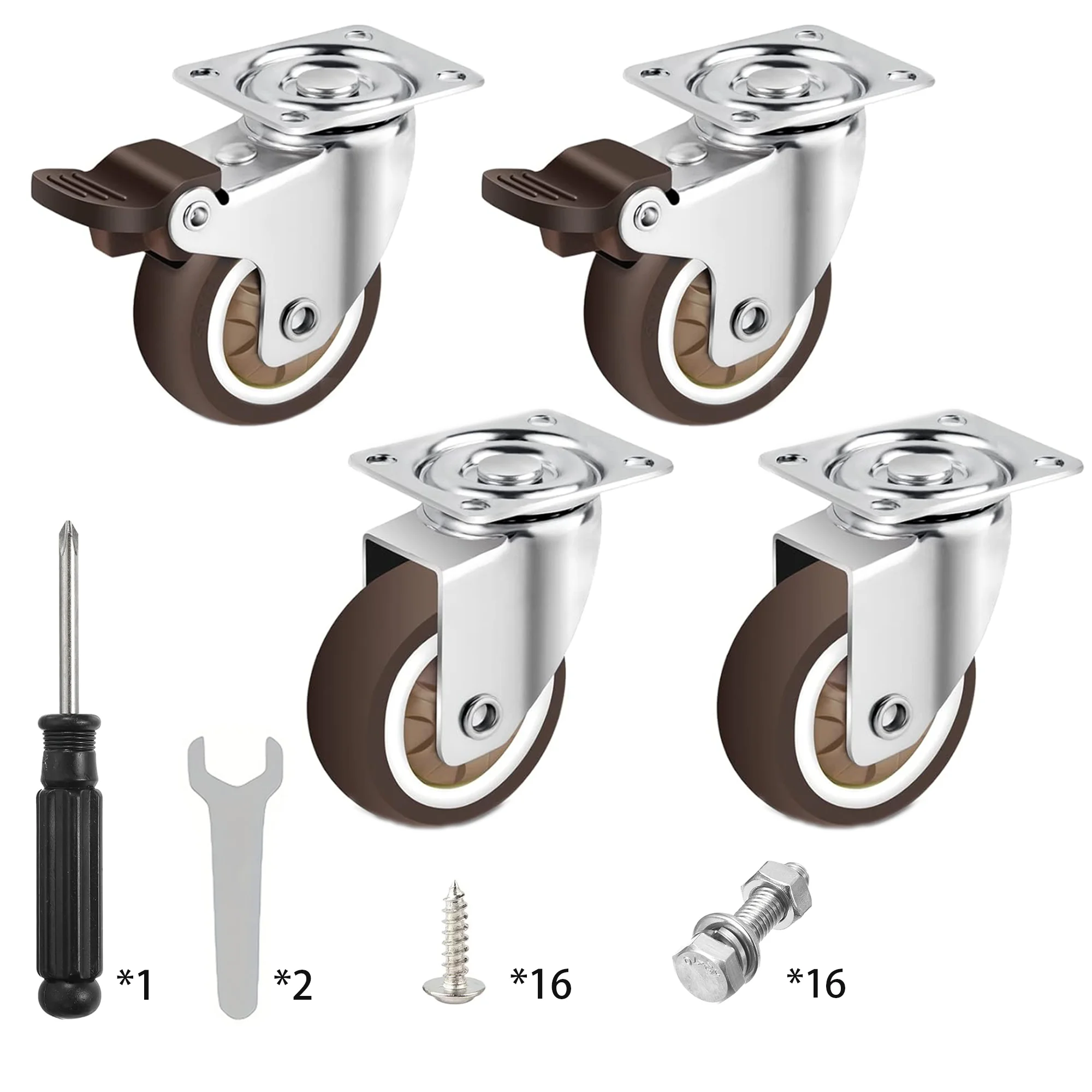 

4 Pcs 2.5/3 inch Caster Wheels Furniture Castor Wheels TPR Rubber Flat Bottom Cartwheels Swivel Wheel for Shopping Carts Trolley