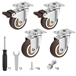 4 Stuks 2.5/3 Inch Zwenkwielen Meubelen Zwenkwielen Tpr Rubber Cartwheels Met Platte Bodem Voor Winkelwagentjes Trolley