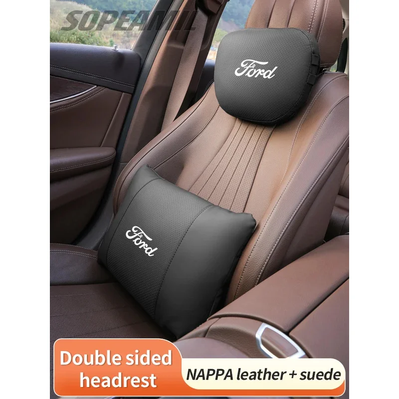 

Car Suede Leather Headrest Neck Pillow Seat Waist Cushion Ford Mustang Mondeo Fiesta Focus F150 Kuga EXPLORER EDGE Ranger Fusion