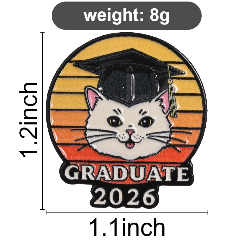 Abschlusskappen-Emaille-Pins, Klasse 2026, Katzenbroschen, „I Did It“-Abzeichen, Flork-Memes, Schmuckgeschenk für Medizinstudenten – Detail 2