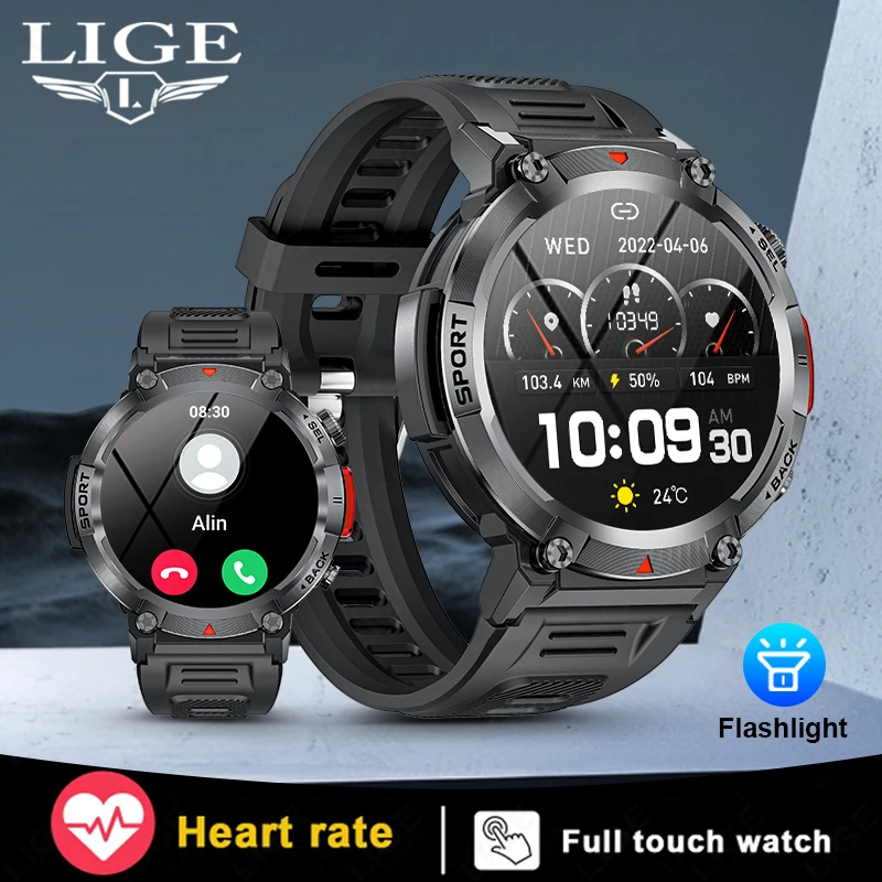 

Новые умные часы 2026 года для мужчин, с аккумулятором 300 мАч, военного класса, водонепроницаемые IP67, со светодиодной подсветкой, HD-дисплеем, Bluetooth-звонками и 100+ режимами спорта