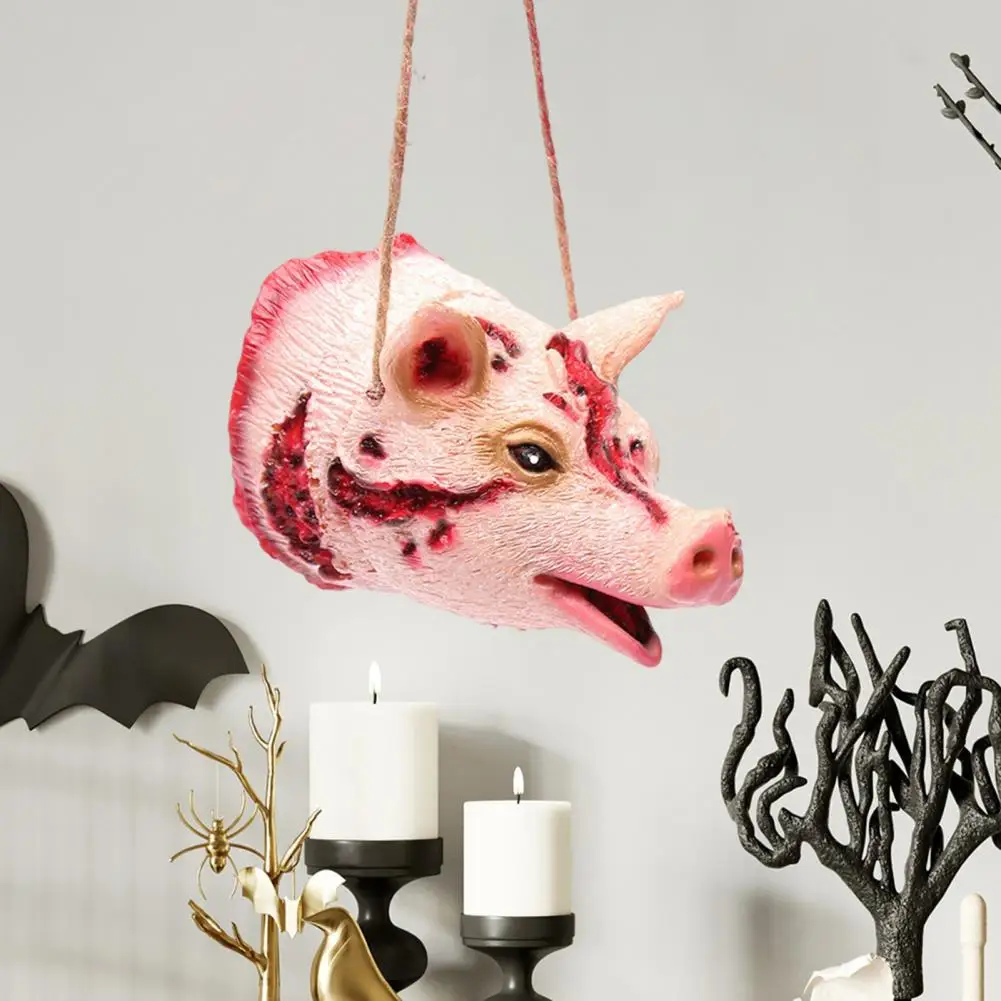 Halloween Spooky Animal Hanging Decor Realistic Creepy Hanging Rat Pig Head Spider Bat Decoration Haunted House Prop Home Decor