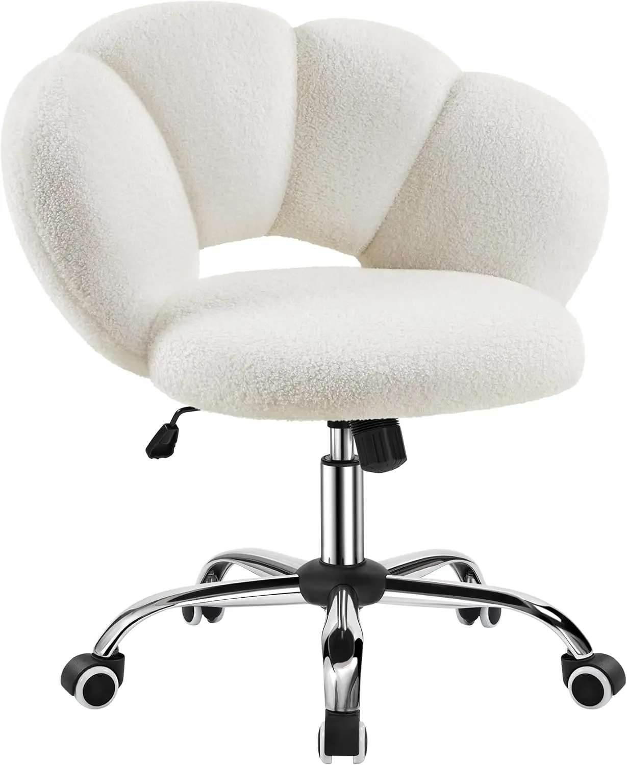 

Upholstered Desk Chair Cloud-Shaped Vanity Chair Adjustable Home Office Computer Chair with Rolling Wheels White