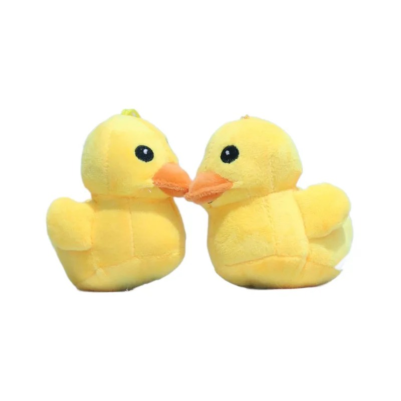 Wholesale 24pcs/lot 10cm Cute Yellow Duck Plush Keyring Toys Animal Duck Dolls Pendants Key Chain Gifts