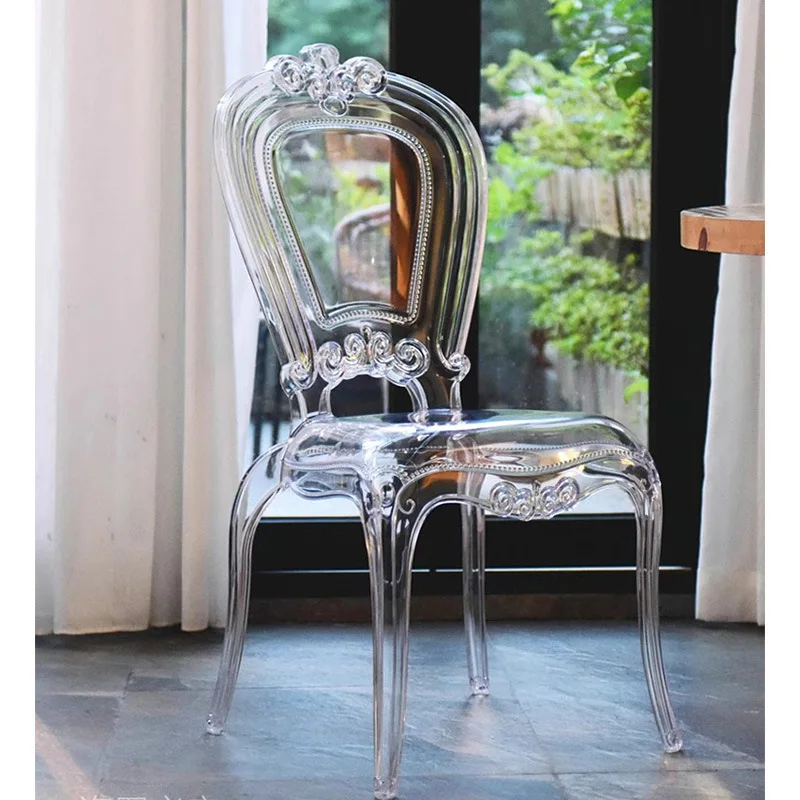 

French acrylic transparent crystal chair dresser back chair court style ghost stool Internet celebrity simple makeup chair