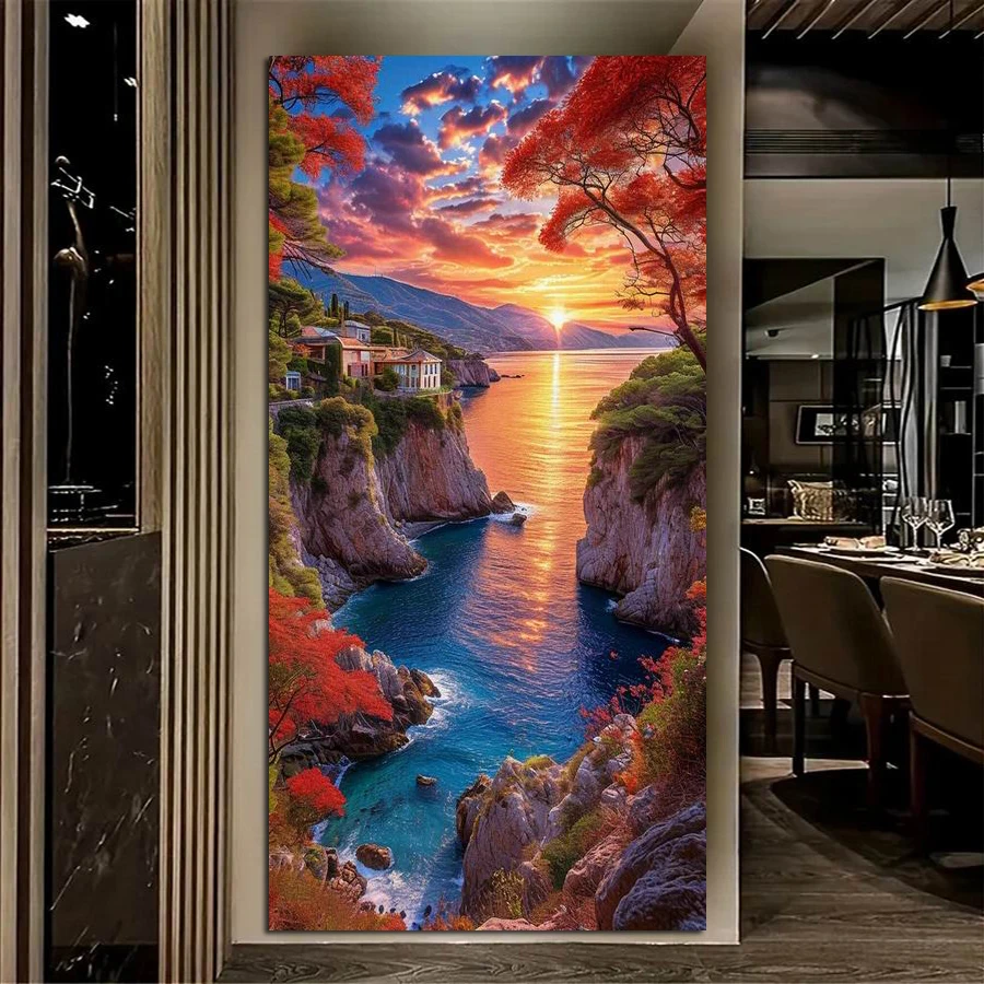 

Sunset Sea Scenery Picture Large Size Diy Diamond Art Painting New Collection Landscape Full Mosaic Embroidery Kits Wall Decor