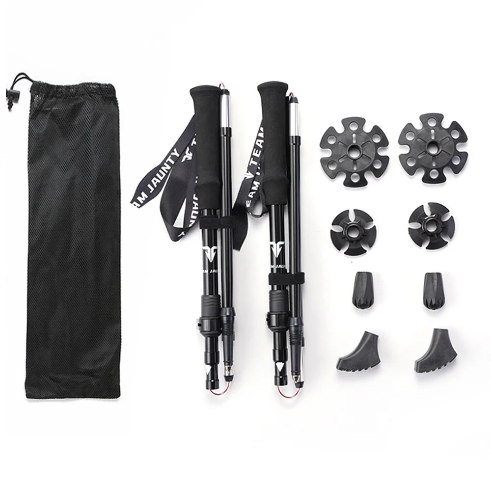 

1-Pair 7075 Aluminum Alloy Foldable Trekking Poles 5-Section Ultra-Short Hiking Sticks for Outdoor Trail Running & Walking ZK68S