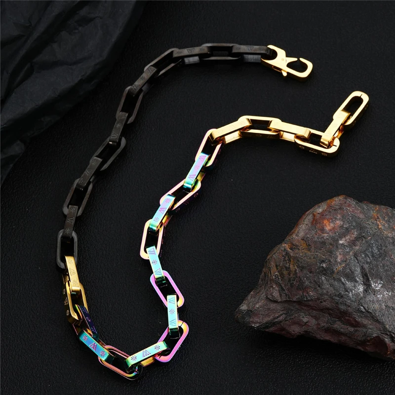 Stainless Steel Engraving Link Chain Bracelet Men and Women Friendship Combination Gift Metal Solid Hardened Bracelet Jewelry