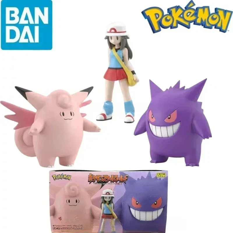 Bandai Original Shokugan POKEMON Scale World Kanto Region Leaf Gengar Clefable Anime Action Figures Toys for Kids Gift