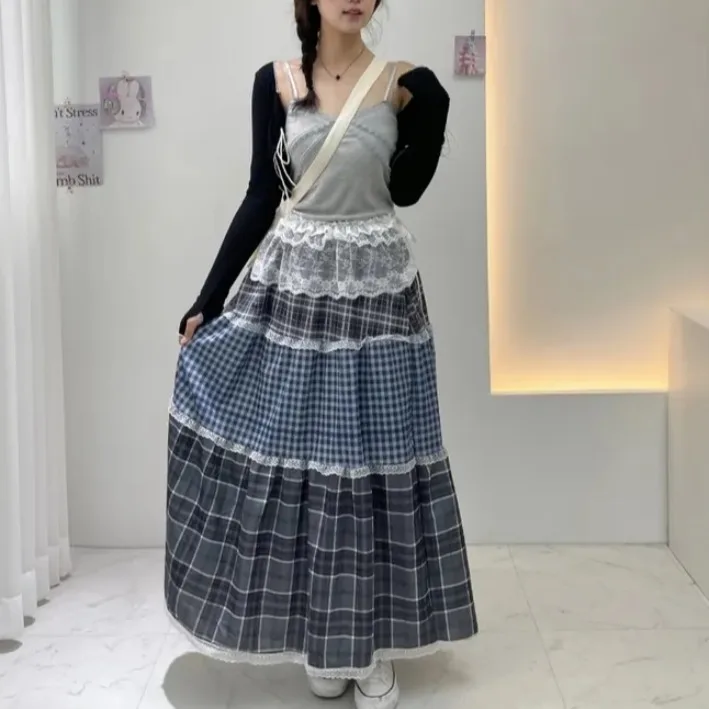 

High Waist f Skirt Women's Chic Summer Classic Retro Design Plaid Gored Skirt Cake Skirt Commute Sle Midi Skirt
