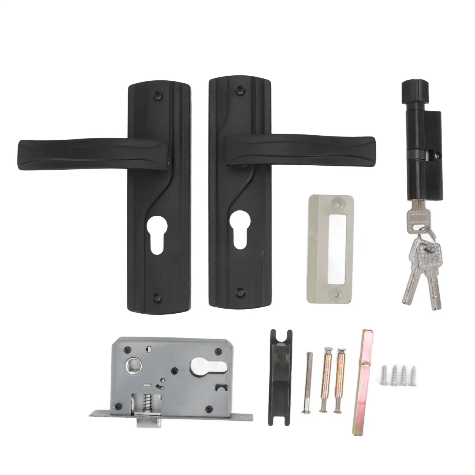 Universal Silent Door Lever Lock Set - Manganese Steel Handle with Keys for home & Bedroom - Black