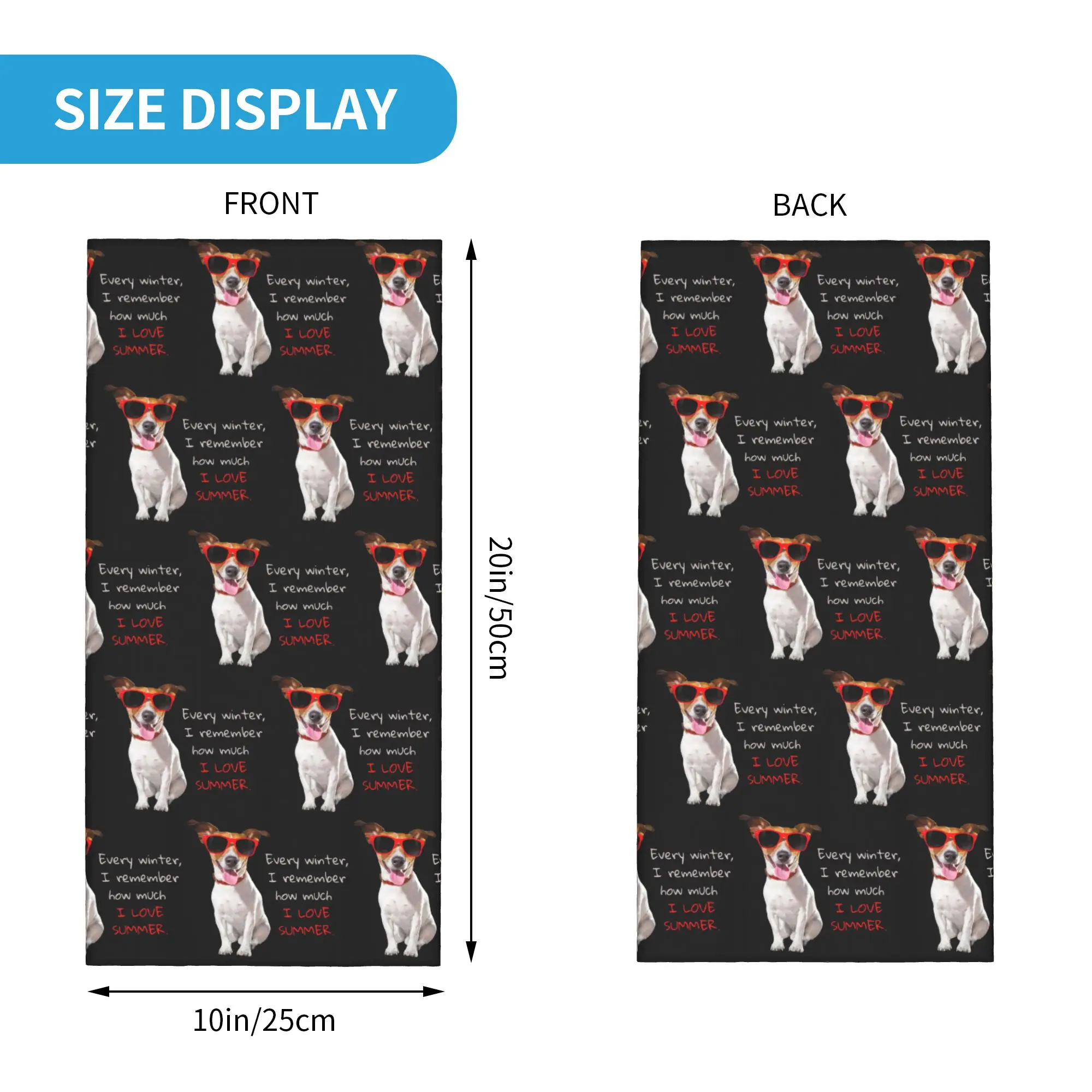 Jack Russell Terrier Dog in red sunglasses Bandana Neck Gaiter Printed Mask Scarf Cycling Scarf Riding Unisex Adult Breathable