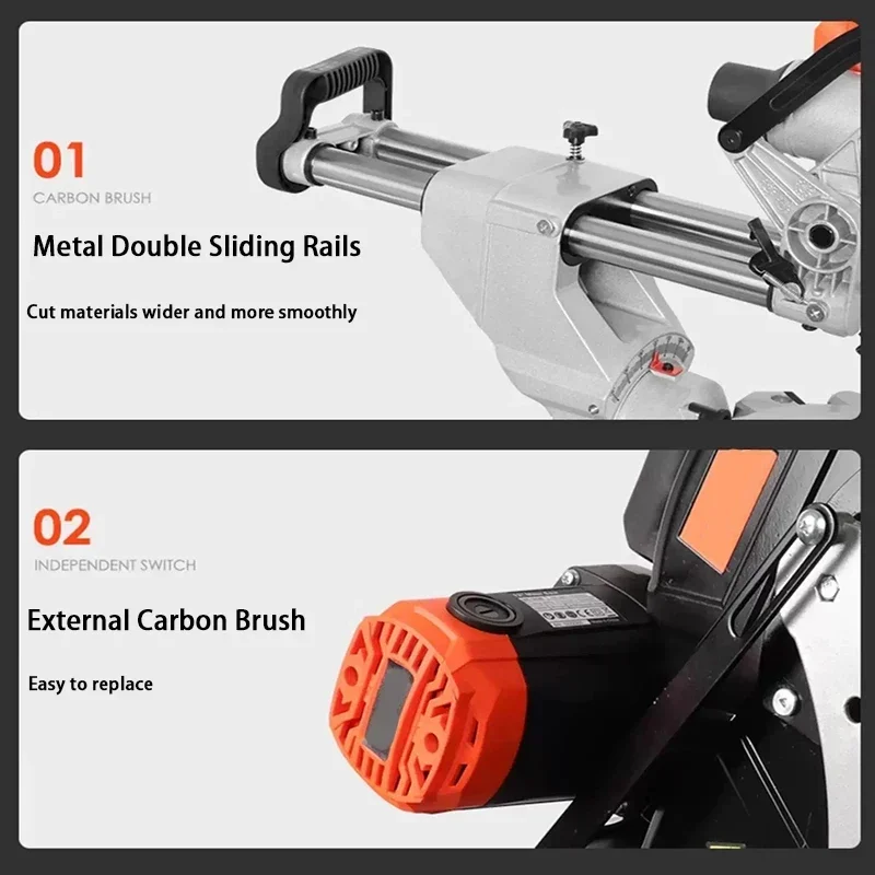 12 Inch 305mm Sliding Wood Miter Saw Single Bevel with Laser LED Light Electric Power Tool Cutter 45° Aluminum Sawing Machine