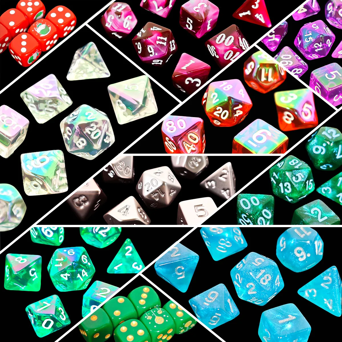 80PCS/BOX Surprise Mysterious Polyhedral Dice Box Including Printed Dice and Dice Set for DND RPG Leisure Entertainment Games