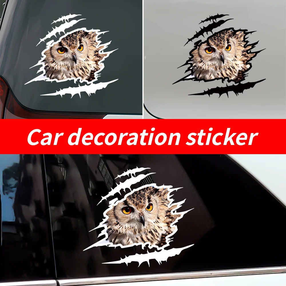 

Cool Owl Car Decal Waterproof Sunscreen Car Sticker Scratch Cover Graphic Sticker for Auto SUV Motorcycle Sticker Accessories