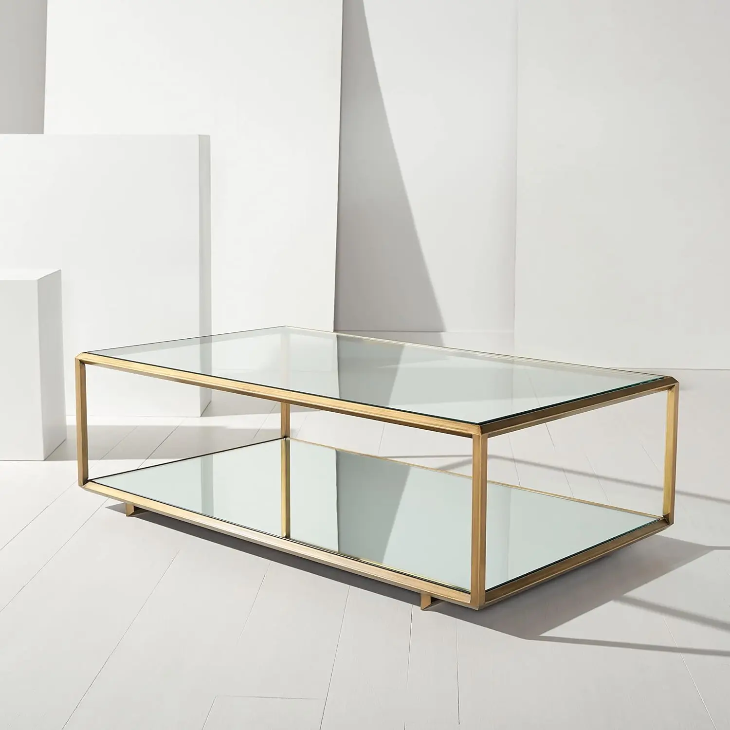 SAFAVIEH Couture Collection Florabella Mirrored Bronze Rectangular (Fully Assembled) Coffee Tables