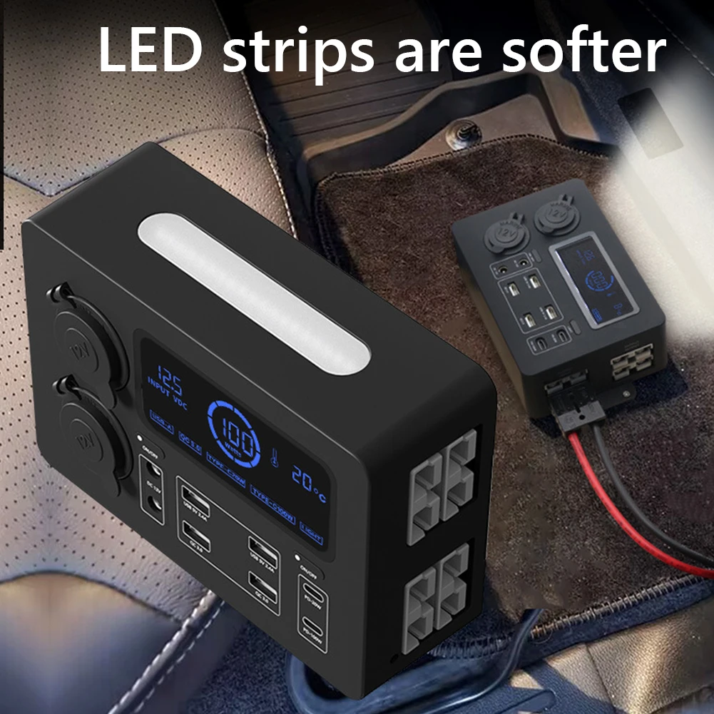 

12V 100W LCD Display Power Box with LED Lights Portable Control Hub Mini Power Distribution Box for RVs SUVs Boats Yachts Cars