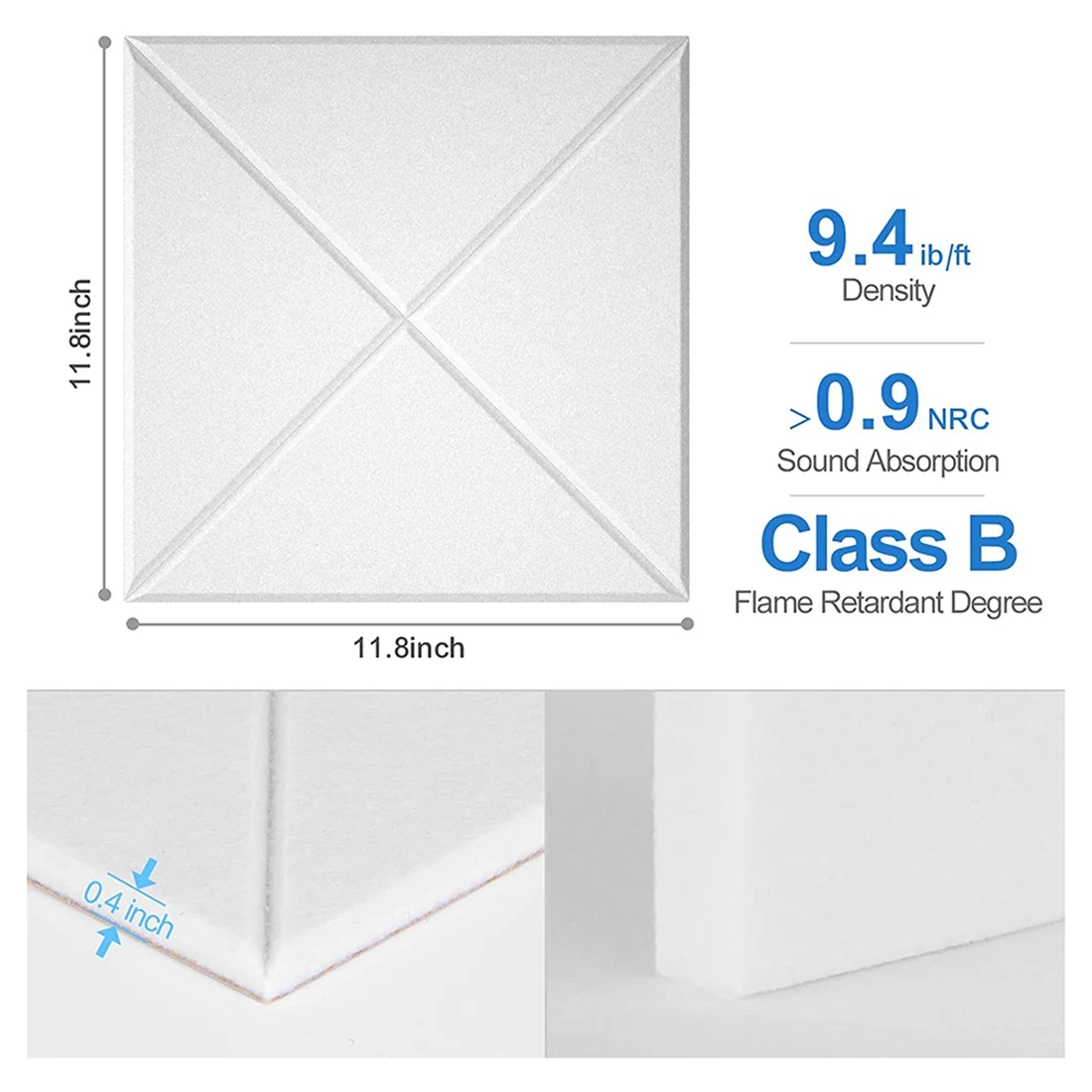 

AEB0-12 упаковок акустических панелей, звукоизоляционная прокладка, звукопоглощающие панели со скошенными краями, для акустической обработки и декора стен и т. д.