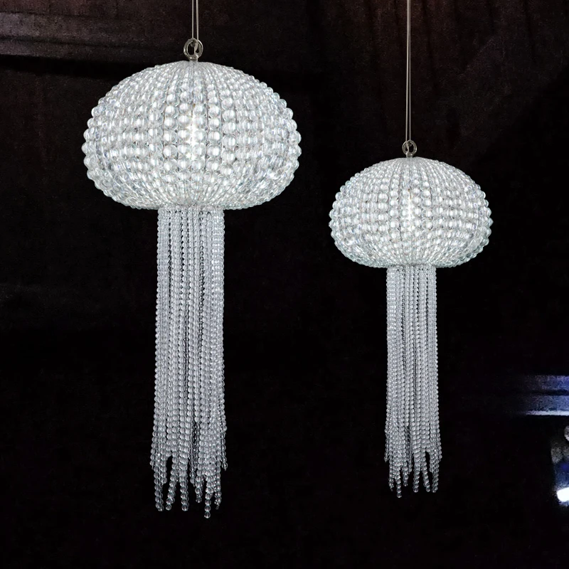 Modern clear crystal chandelier jellyfish shaped decorative lighting for the living room island LED lamp