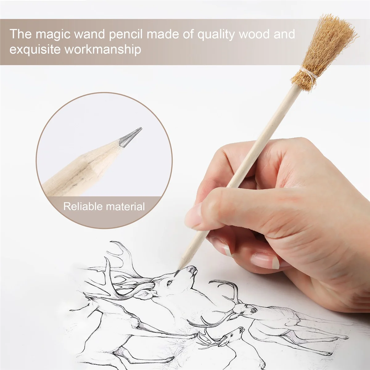 36 Pcs Witch Broom Pencil and Wands Pencils and Glasses with Round Frame No Lenses,Wizard Wands Theme Party Supplies image 5
