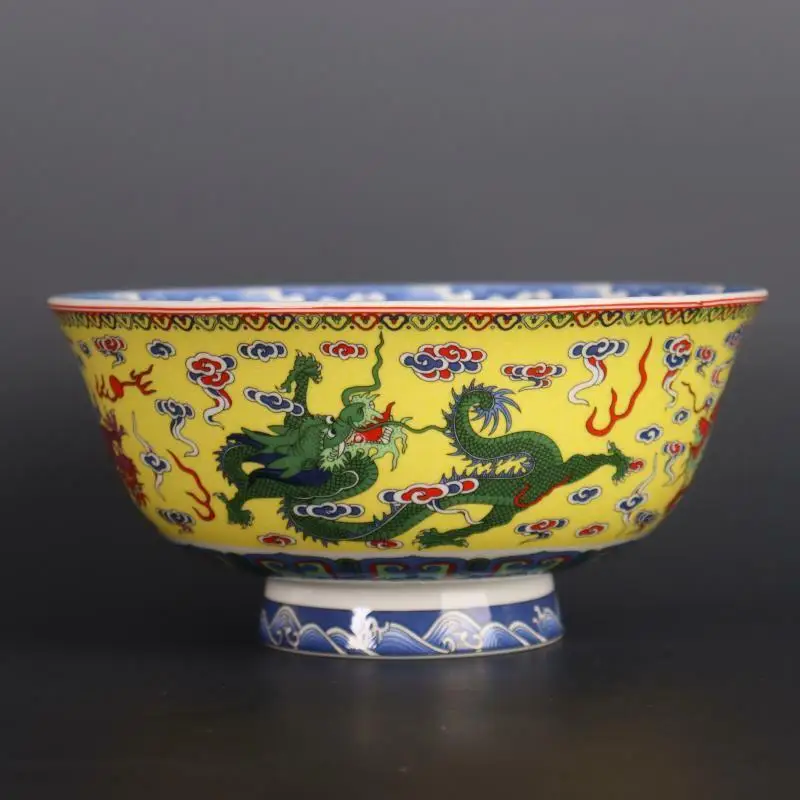 

Chinese Famille Rose Porcelain Qing Qianlong Painted Dragon Design Bowl 7.1 inch