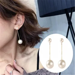 2026 Fashion Round Ball Long Chain Dangle Earrings Simulated Pearls Long Tassel Dangle Earrings For Women Girls