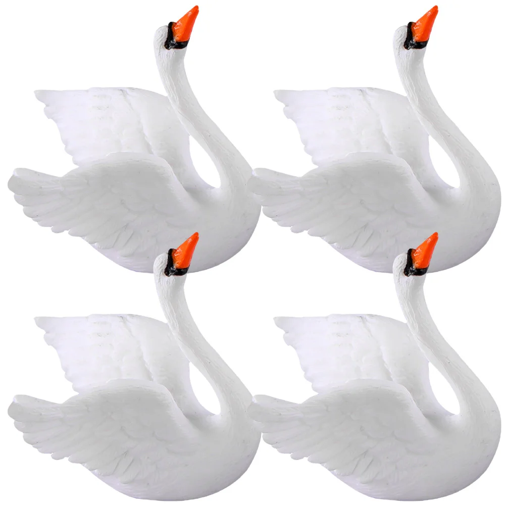 

4 Pcs Mini Swan Ornament Lightweight Decor Animals Small Figurine Tiny Figurines Plastic Stuff