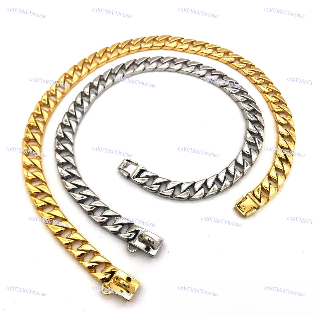 

15MM wide full welded dog chain collar neck ring dog rope medium and large dog leash stainless steel material