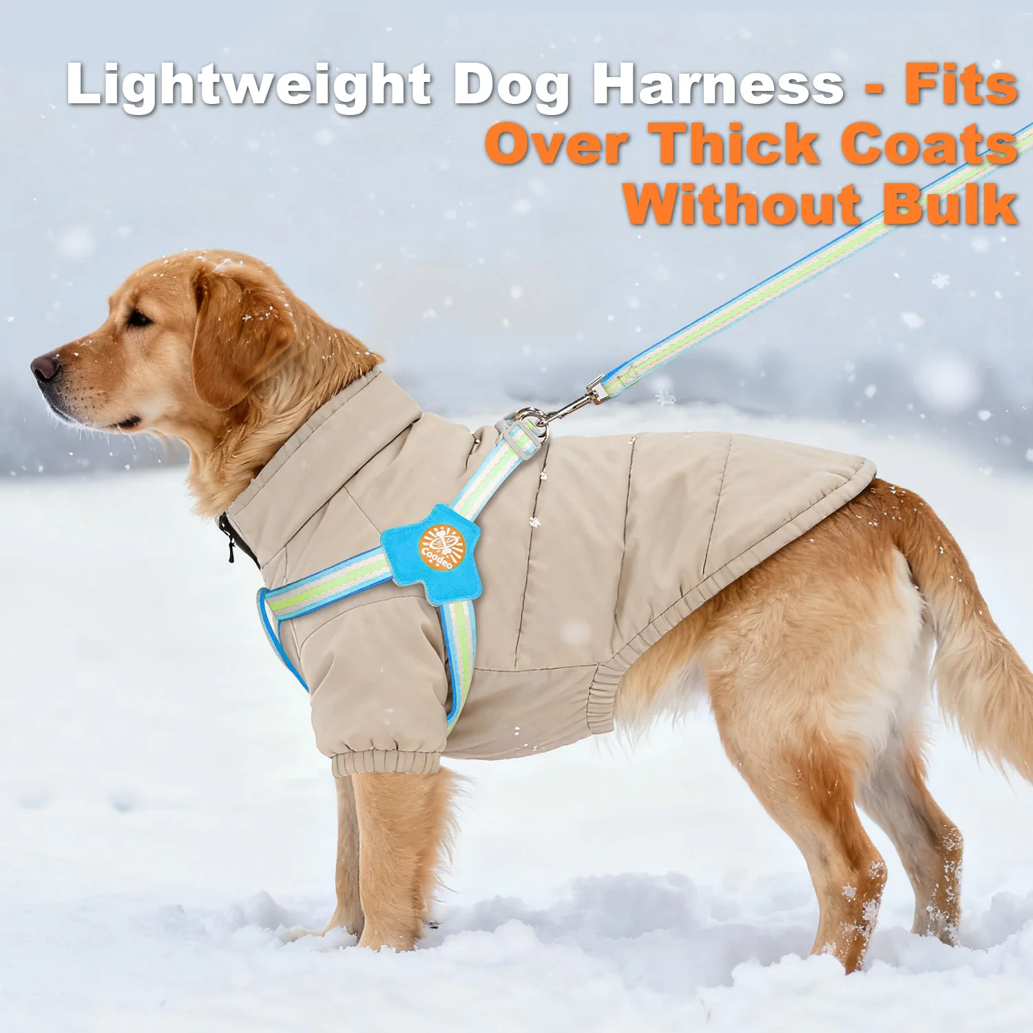 

Легкая шлейка для собак Coodeo, мягкая и удобная ручка, регулируемая шлейка для прогулок с безопасным вытягиванием, зимние товары для домашних животных