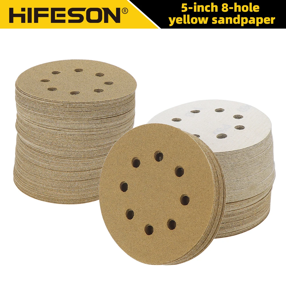 

HIFESON 20pcs/50pcs/100pcs 8 Hole 125mm Vacuum Sandpaper Woodworking Metal Grinding Disc Abrasive Polishing Tool Sanding Discs