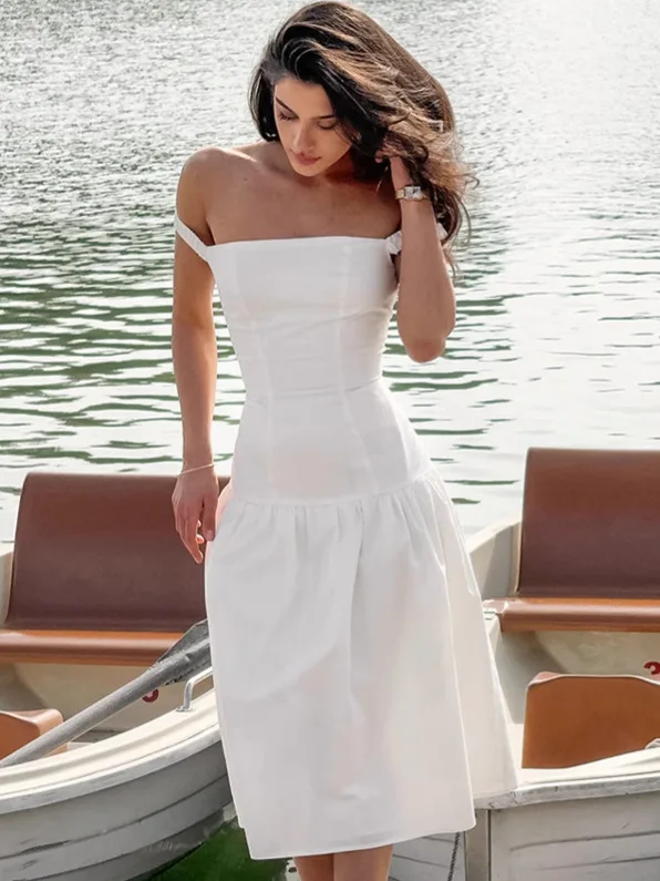 Dresses Womens Dress New Year 2025 Polyester Decorative Buttoned Crew-Neck Silky Smart Minimalist Modern Lady Urban Workwear Fit