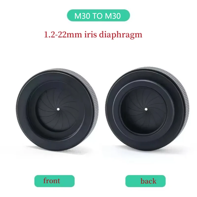 M30 to M30 1.2-22mm Iris Diaphragm Adjustable Aperture Camera Lens Module Adapte Ring Night Vision PVS DIY Retrofit