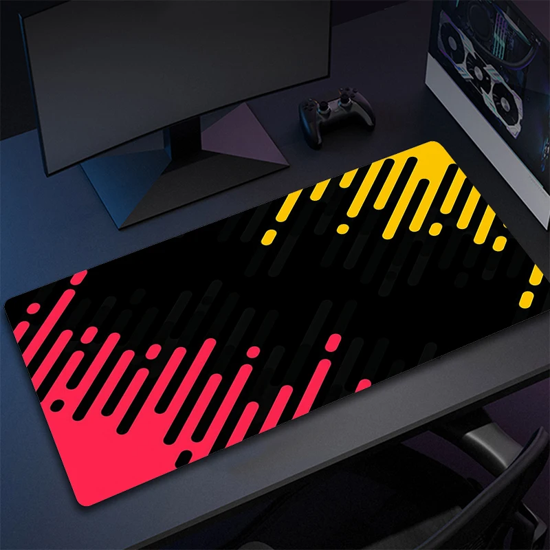 Multicolour Simple Line Pattern Silicone Gaming Mouse Pad Large Edge Locking Keyboard Pad Mouse Pad Keyboard Anti-Slip Table Mat