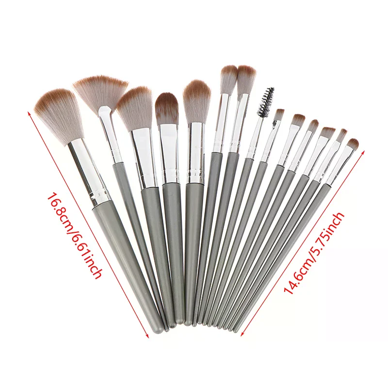 مجموعة فرش مكياج من الألياف الاصطناعية، محمولة، بودرة أساس، أحمر خدود، خافي عيوب البشرة، 14 قطعة