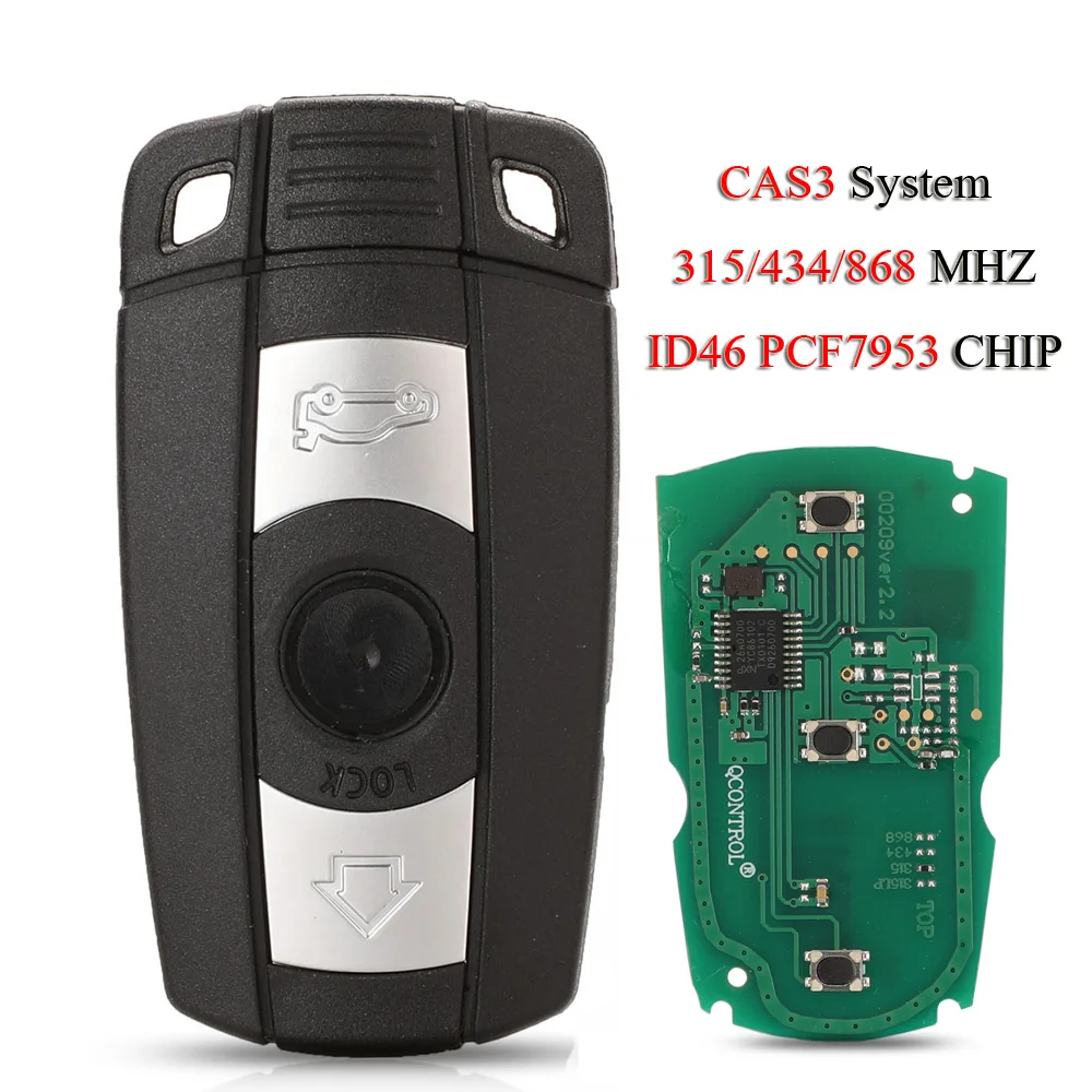 jingyuqin Zdalny inteligentny kluczyk samochodowy do BMW serii 1/3/5/7 CAS3 X5 X6 Z4 315Mhz /433/ 868MHz Semi-Keyless Control ID46 PCF7953 Chip