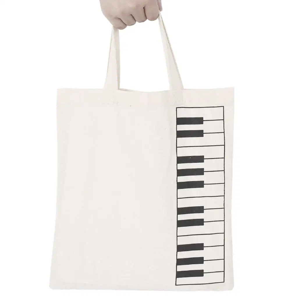Musical Instruments Bags Style Cotton Piano Keys Handbag Tote Bag Shopping Bag for Books Lessons and Travel